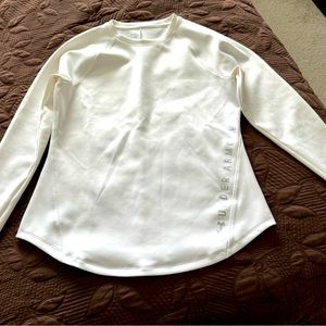 Under Armour, white fitted cold gear long sleeved shirt